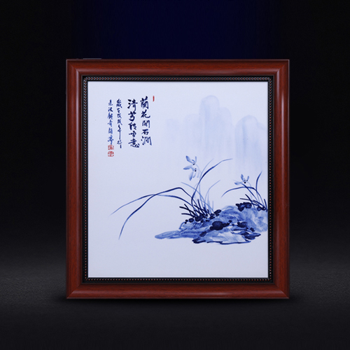 <b>陶瓷瓷板畫(huà)禮品 蘭花青花瓷瓷板畫(huà)</b>